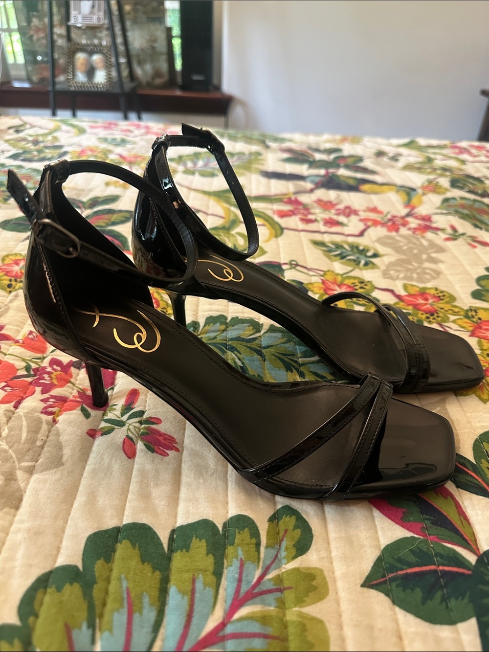 Sam Edelman Patent Leather Minimalist Ankle Strap Heels